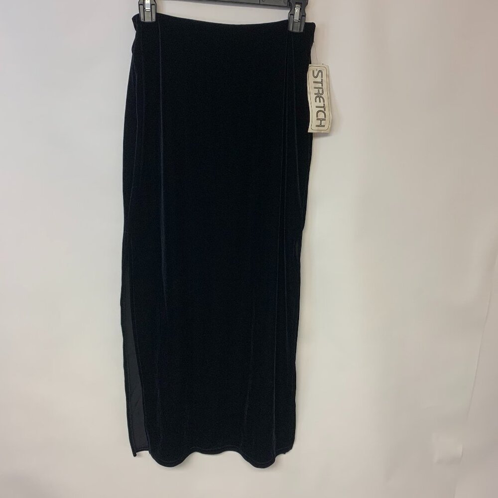 Star CC Velvet Skirt Maxi Black NWT Y2K Vintage Formal Feminine Goth Womens SZ M